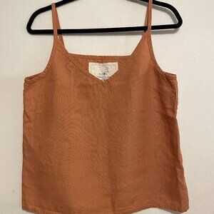 notPERFECTLINEN SORRENTO cami linen top in clay size medium